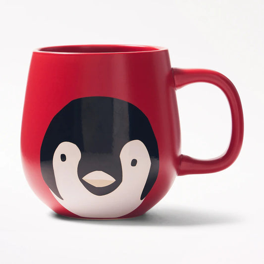 round red penguin mug 